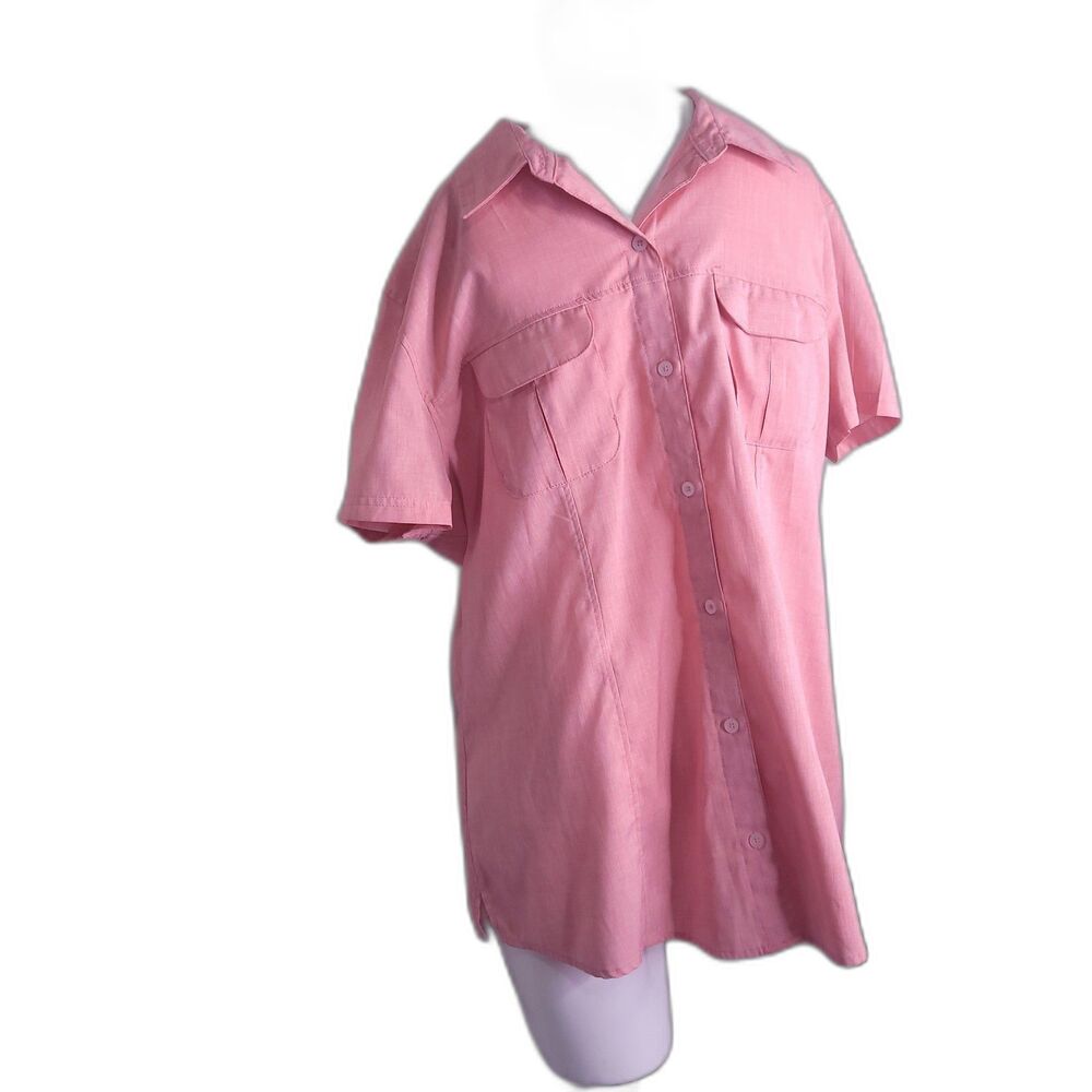 Magellan XXL Classic Fit fish gear athletic moisture wicking button pink mesh